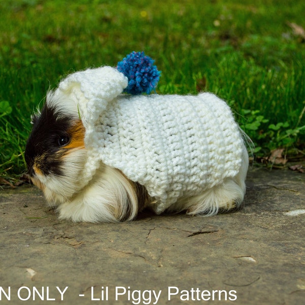 Guinea Pig Pattern Hoodie Sweater Crochet DIGITAL DOWNLOAD PDF Small Animal Party Costume Cosplay