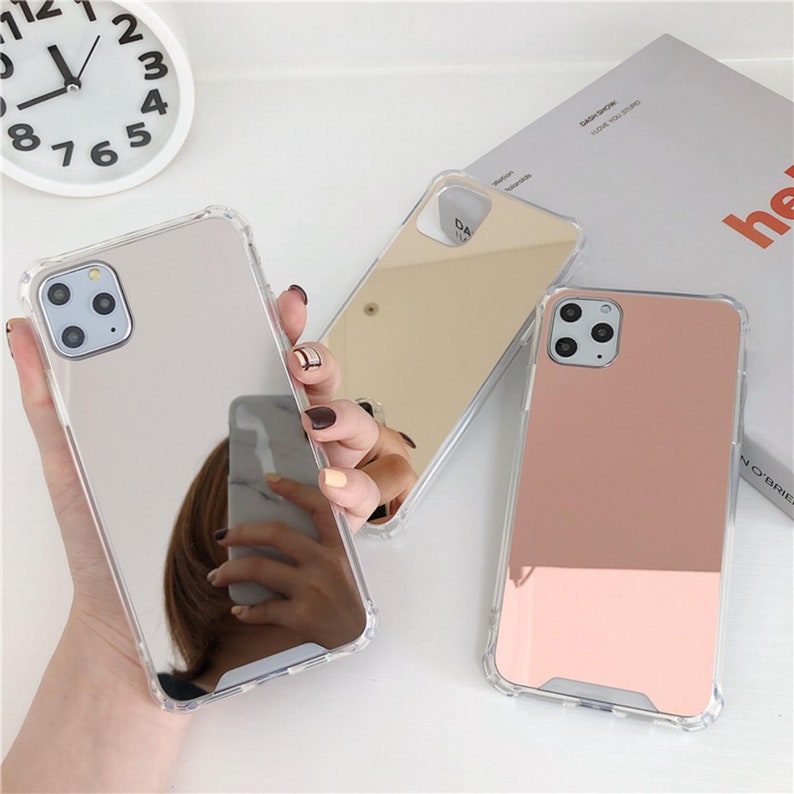 Luxury Designer Mirror Protective Phone Case For Make Up & Selfie All Models iPhone 8 11 12 13 Pro XS MAX Back Cover Silver Gold Rose Gold 