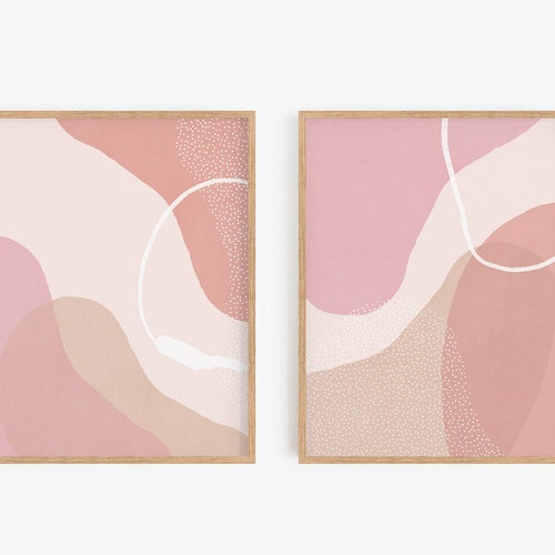 Blush Pink Abstract Art Prints Gallery Wall Art Set of 5 - Etsy