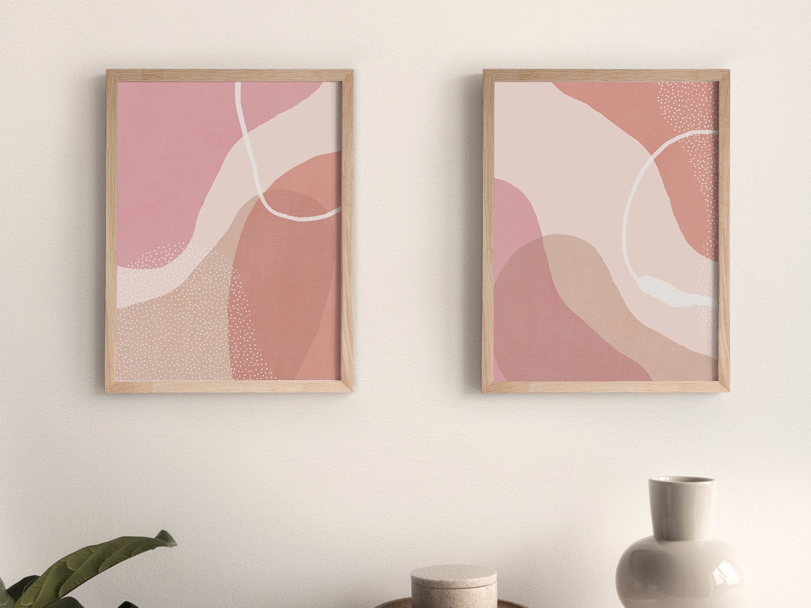Blush Pink Print Set of 2/ Pastel Pink Wall Art/ Gallery Wall Etsy