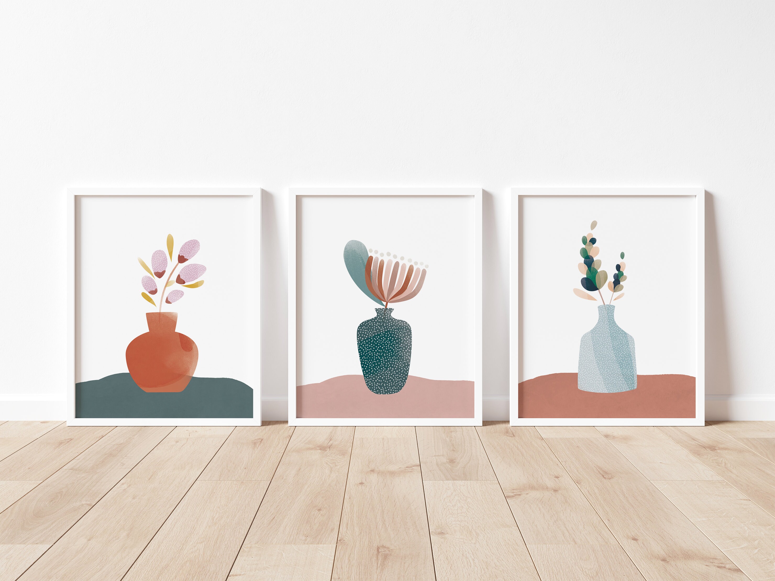 Floral Art Print Set/ Living Room Wall Art Set of 3/ Botanical | Etsy