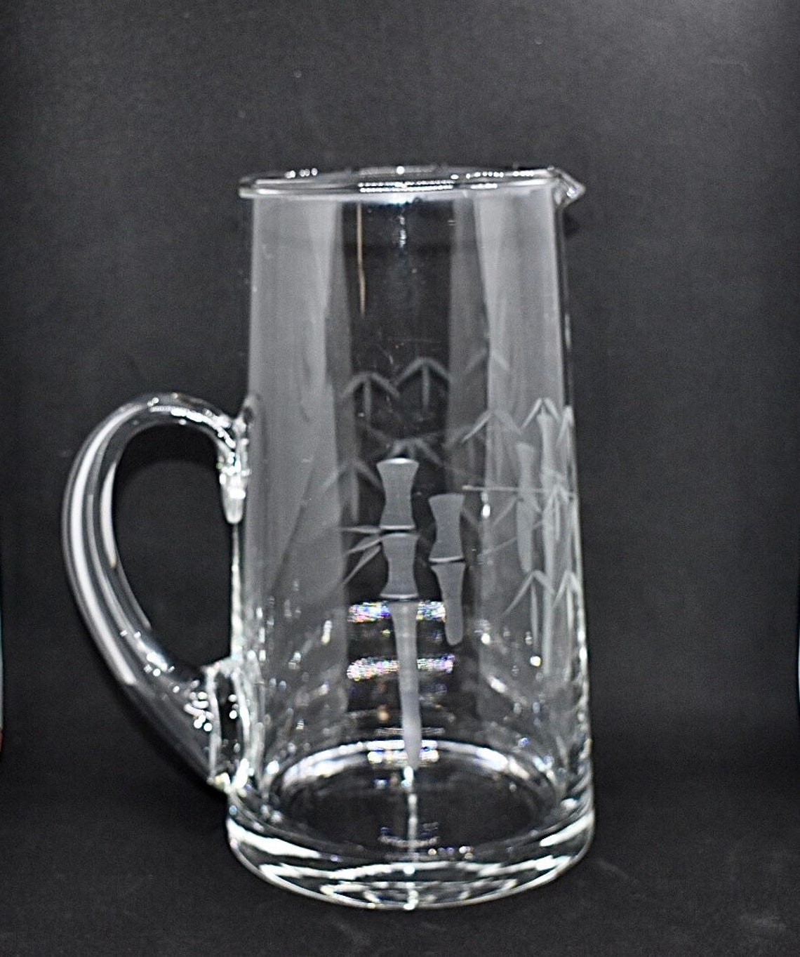 Noritaki Sasaki mid century Bamboo etched crystal pitcher Etsy