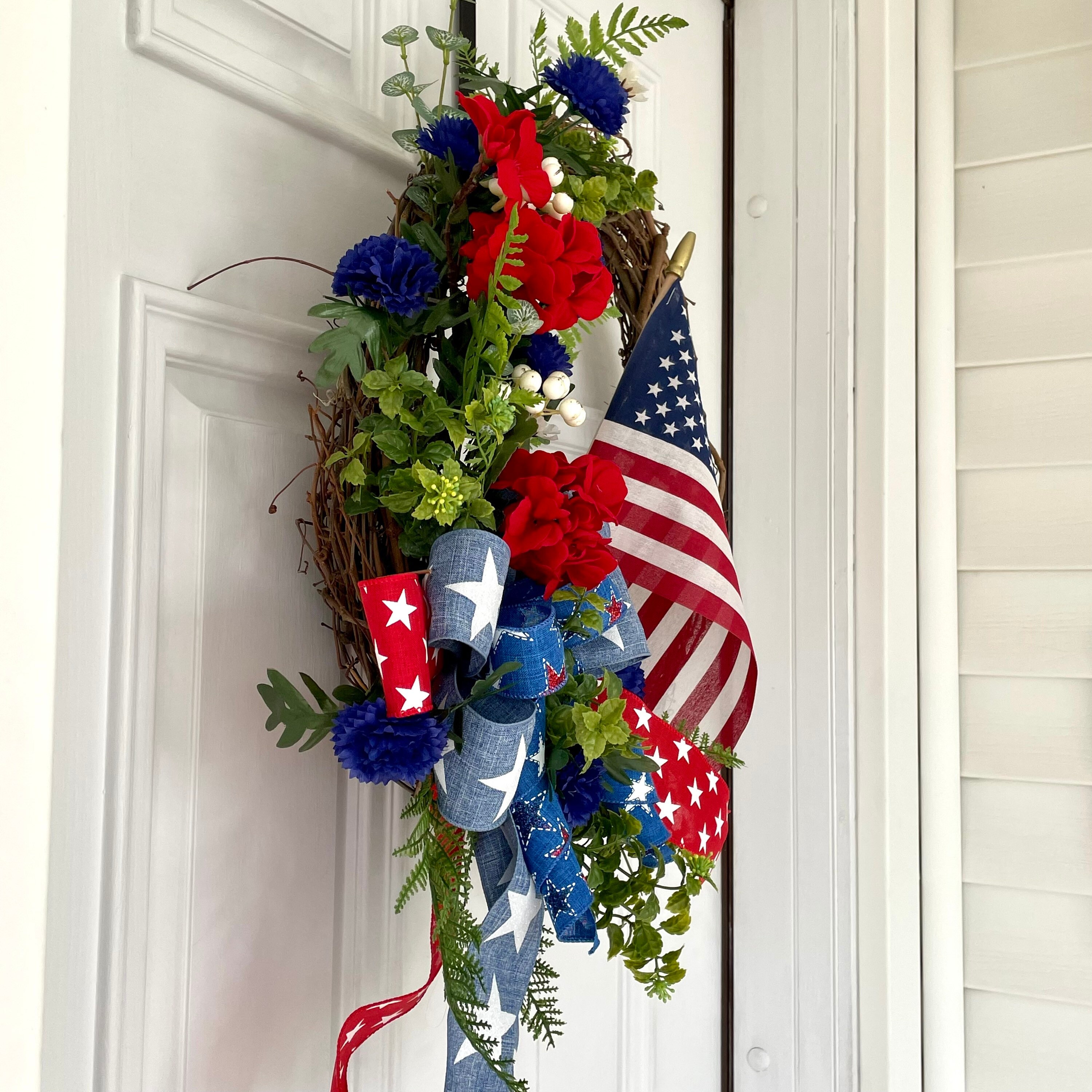 Patriotic Flag Front Door Wreath Veteran Day Decor Wreath Etsy