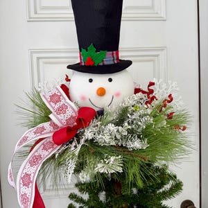 Whimsical Snowman Christmas tree topper, Christmas table decor