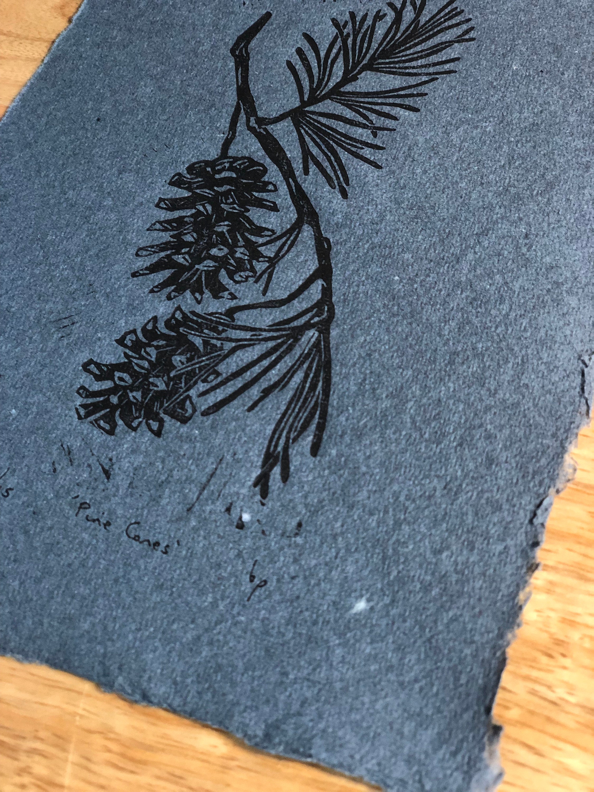 Original Lino Print Limited Edition Pine Cone Linocut Tree Wall Art ...