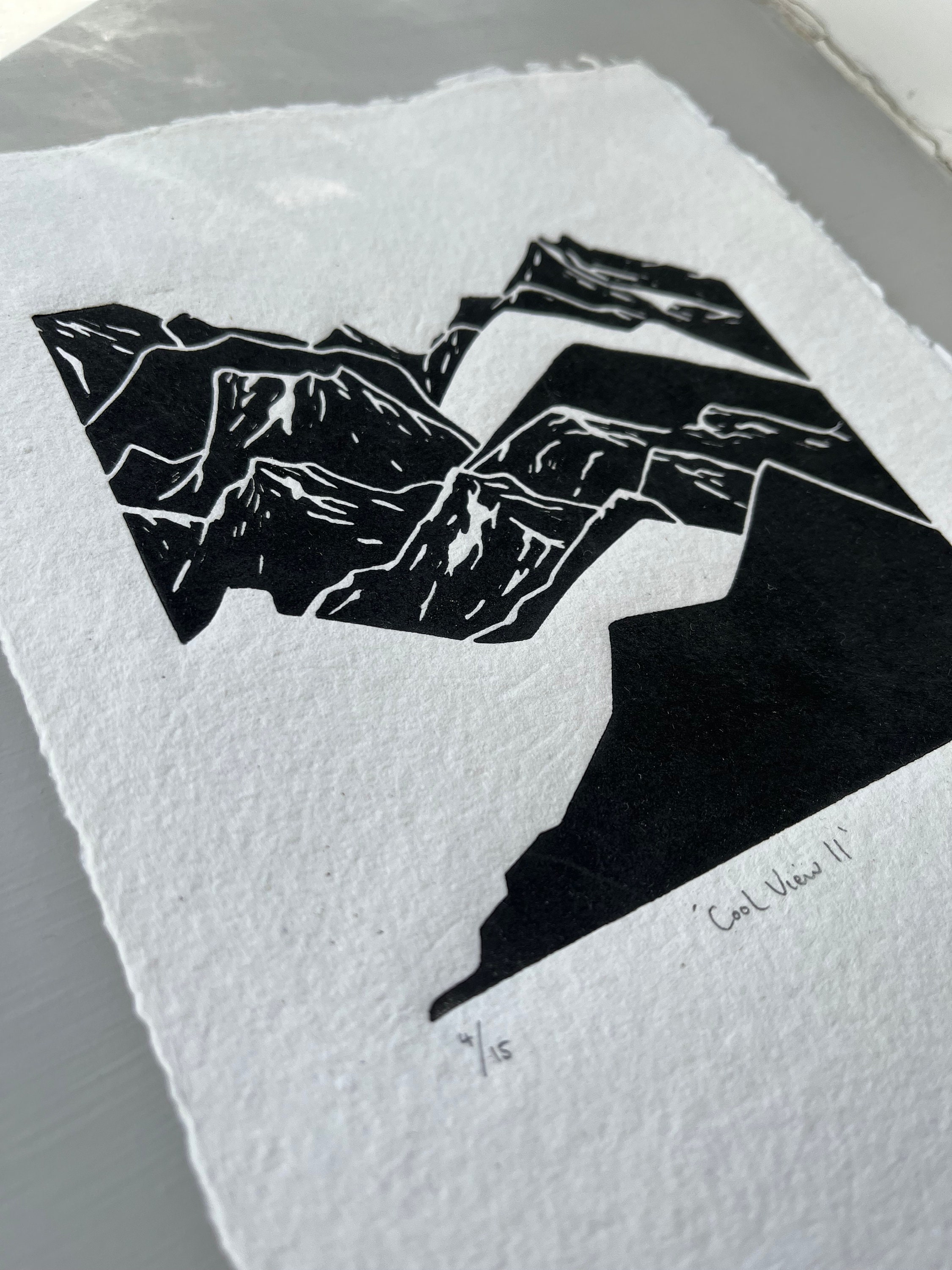 Beargrass Mountains Linocut Print 8x10