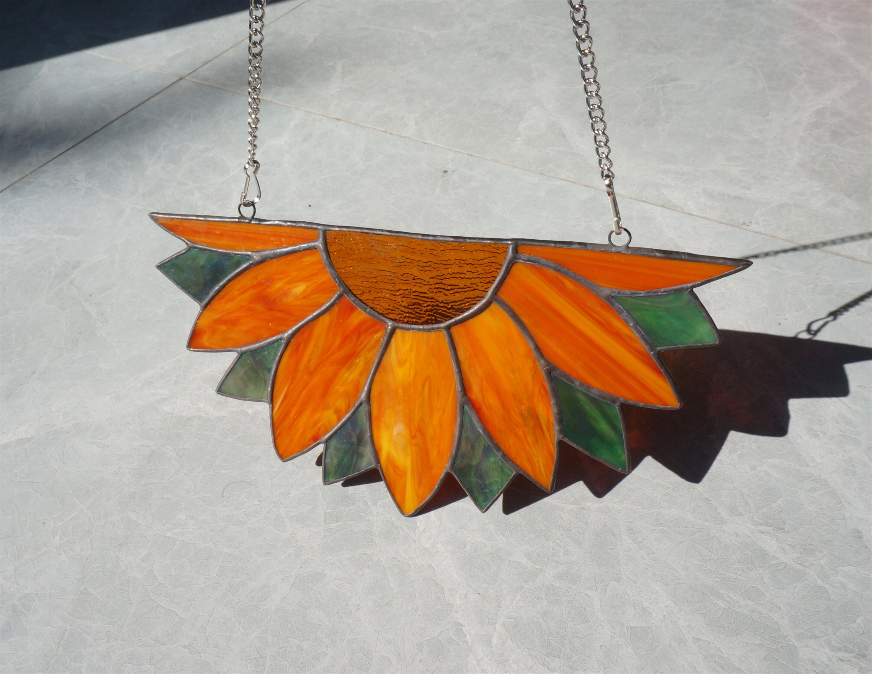 Sunflower Window Hanging Glass Art Corner Suncatcher/sunflower Etsy