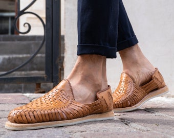 Zapatos de CUERO Trenzados Para HOMBRE Hechos a Mano En MEXICO Color Marron, Todas Las Tallas