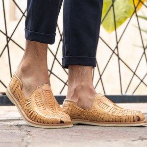 Natural Leather Woven Shoes - Handmade in Mexico, Slip-On, Light Heel, Breathable - Sizes 8US to 13US"
