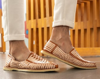 Men’s Leather Huarache SLIP ON SHOES. Mexican Leather Huarache Sandals. Mexican Huarache. Men’s Fashion Shoes. Gift For Him.