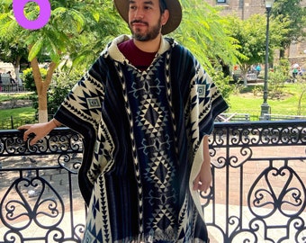 職人技のメキシカンポンチョ。ニットメキシカンポンチョ。マルチ