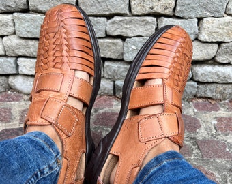 Chaussures en cuir confortables. Sandales de plage Huarache. Huarache mexicaine. Cadeaux mexicains. Huarache traditionnelle mexicaine pour hommes.