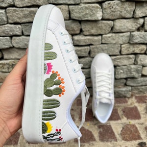 Cactus EMBROIDERED in COMFORTABLE SNEAKERS Made in Mexico For All Sizes