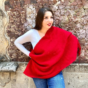 Embroidered Mexican Shawl Solid Color. Fashion Rebozo. Lightweight Mexican Shawl. Mexican Pashimina