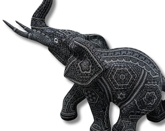 ELEPHANT with HUICHOL ART, Mexican art, Huichol Esculpture, Mexican gifts.