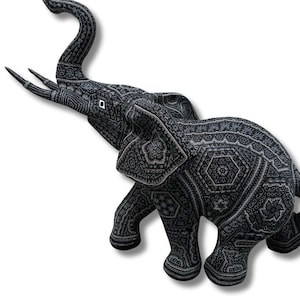 ELEPHANT with HUICHOL ART, Mexican art, Huichol Esculpture, Mexican gifts.