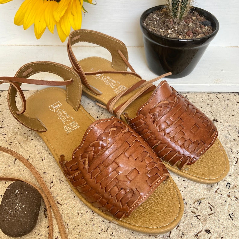 Lace up Huarache Sandals. Open Toe Artisanal Sandals. Mexican Etsy