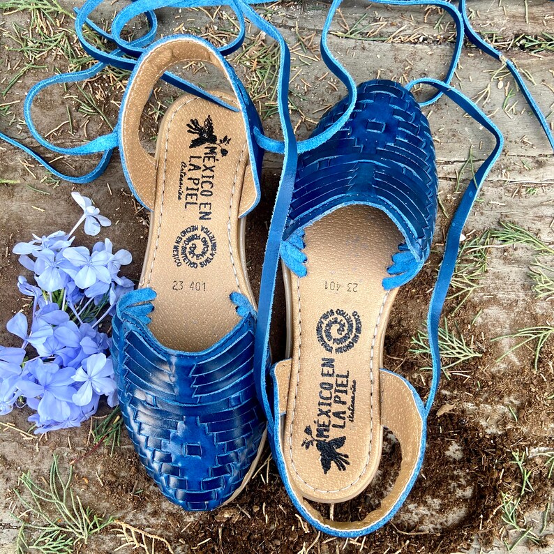 blue huarache sandals