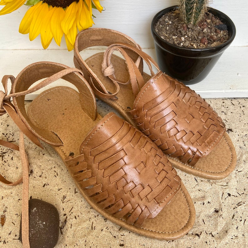 Lace up Huarache Sandal. Open Toe Artisanal Sandal. Mexican Etsy