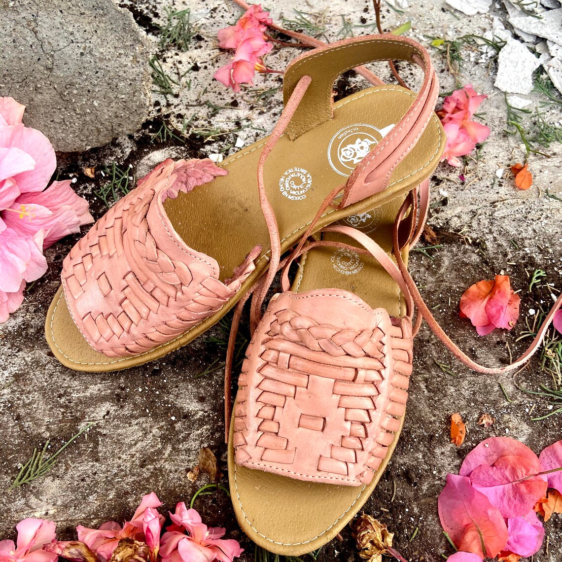 pink lace up sandals flat