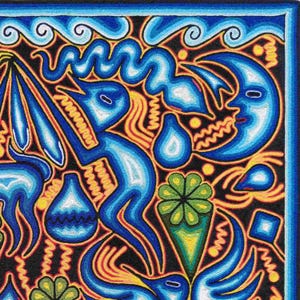 HUICHOL Art PAINT To Wall Decoration. Huichol Mexican Yarn Paint. Huichol Yarn Art. Mexican Painting. Mexican Huichol Paint 24" image 5
