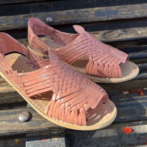 MEXICAN LEATHER HUARACHES. Open Toe Artisanal Huaraches Pink - Etsy Israel