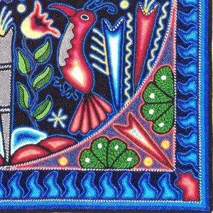Huichol Yarn Art Wall Decor - 24x24 Inches - Mexican Handmade Thread Painting - Wixárika - Hikuri Moon image 7