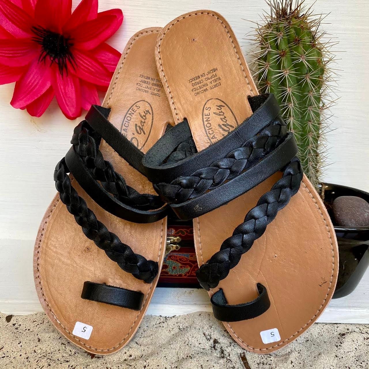 mexican sandals black