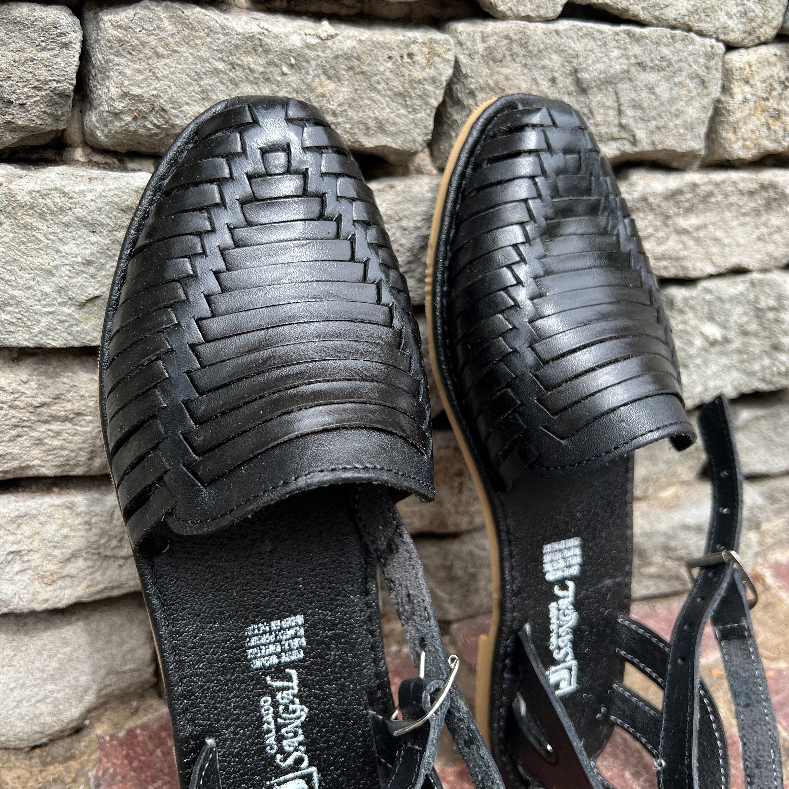All black leather huaraches sale