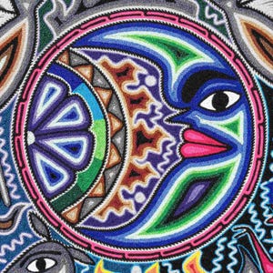HUICHOL Art PAINT To Wall Decoration. Huichol Mexican Yarn Paint. Huichol Yarn Art. Mexican Painting. Mexican Huichol Paint 24" image 8