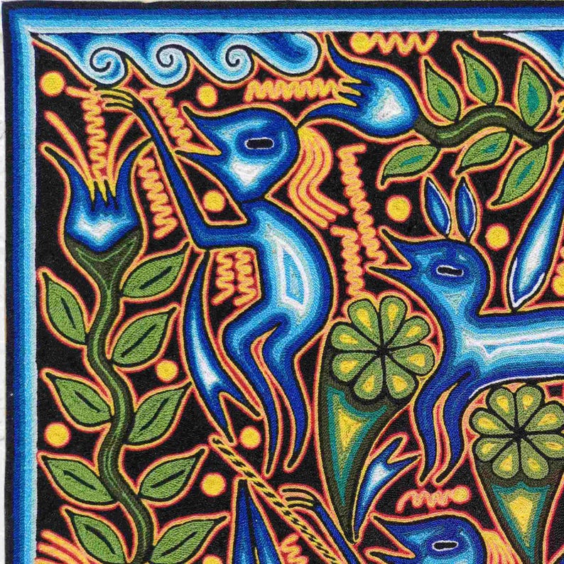 HUICHOL Art PAINT To Wall Decoration. Huichol Mexican Yarn Paint. Huichol Yarn Art. Mexican Painting. Mexican Huichol Paint 24" image 4