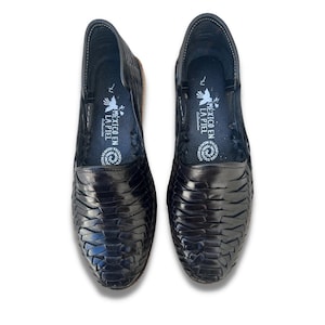 Men's Handmade Leather Huarache Sandals | Black | Closed Toe Slip-On | Mexican Artisan Shoes for Casual Summer Wear image 3