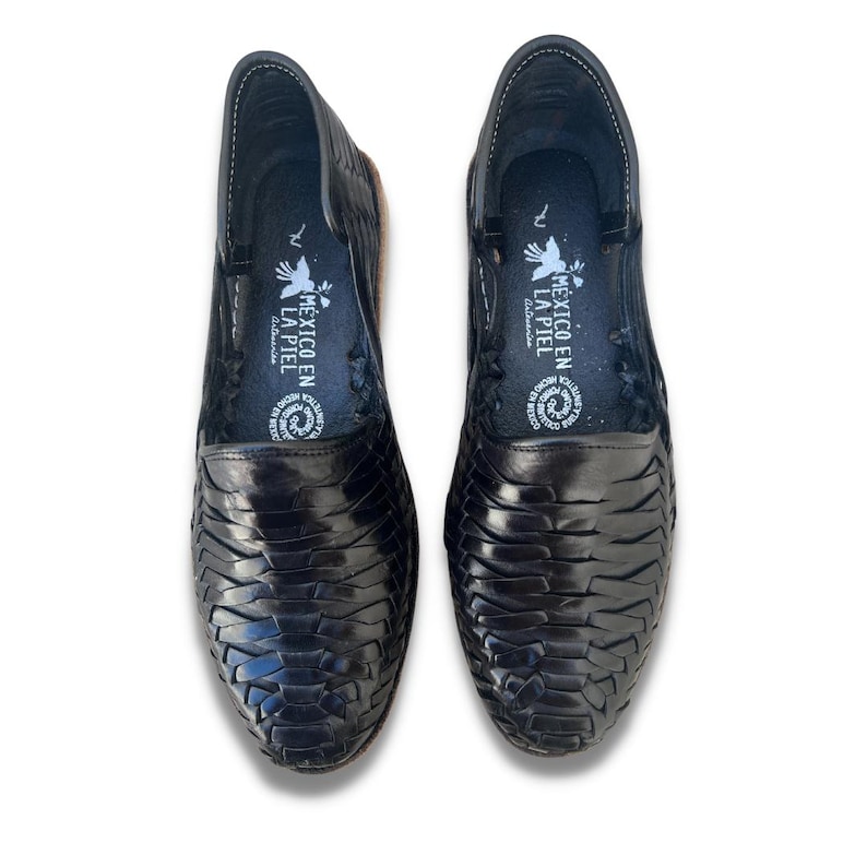 Men's Handmade Leather Huarache Sandals | Black | Closed Toe Slip-On | Mexican Artisan Shoes for Casual Summer Wear image 3