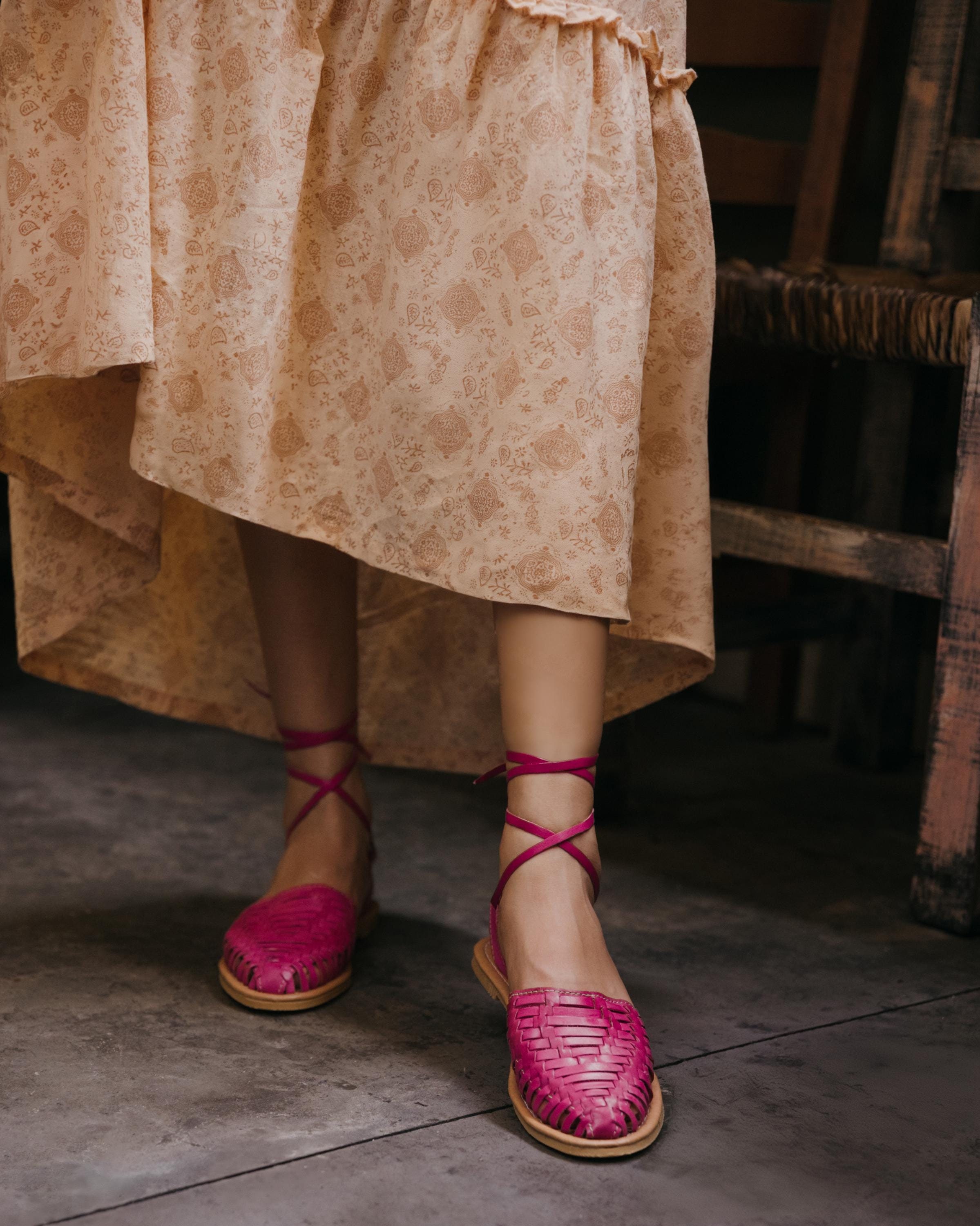 Sandalias Huarache con Bailarinas artesanales de cuero