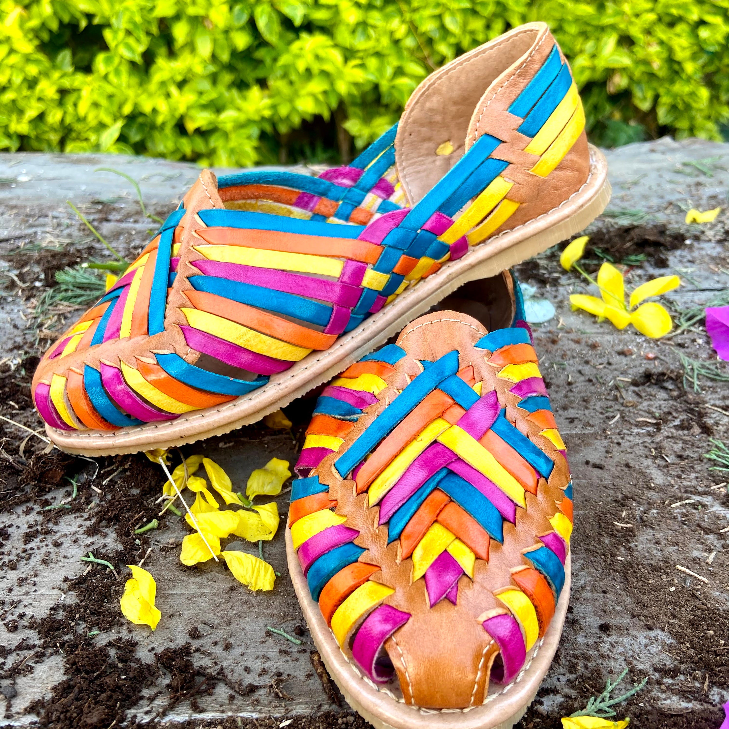 Colorfull Artisanal Huarache. Mexican Leather Shoe. Mexican | Etsy