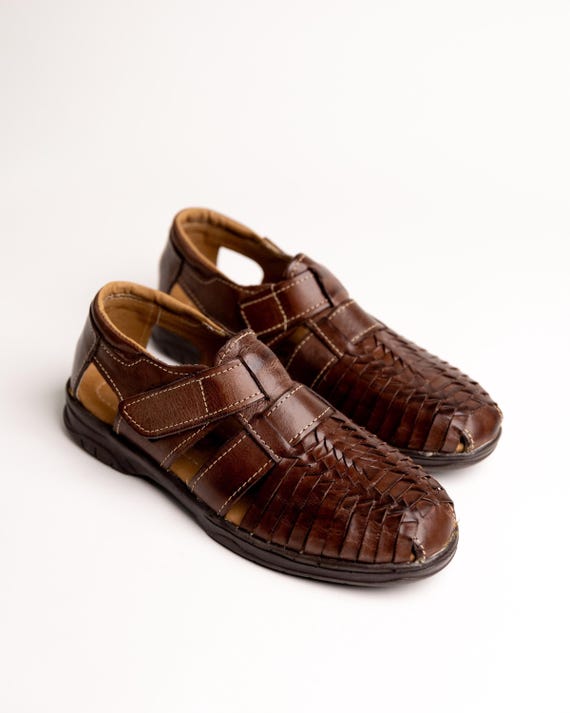 Men's Leather Mexican Sandals  Handmade Huarache, Adjustable Strap,  Anti-slip Sole, Comfortable Summer Flats (tan & Moka) - Etsy