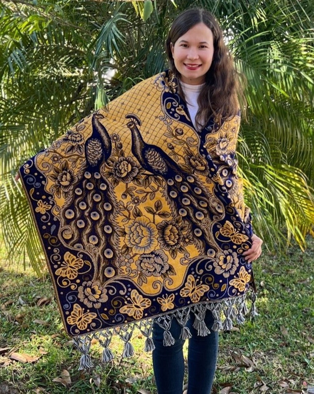 embroidered mexican shawl