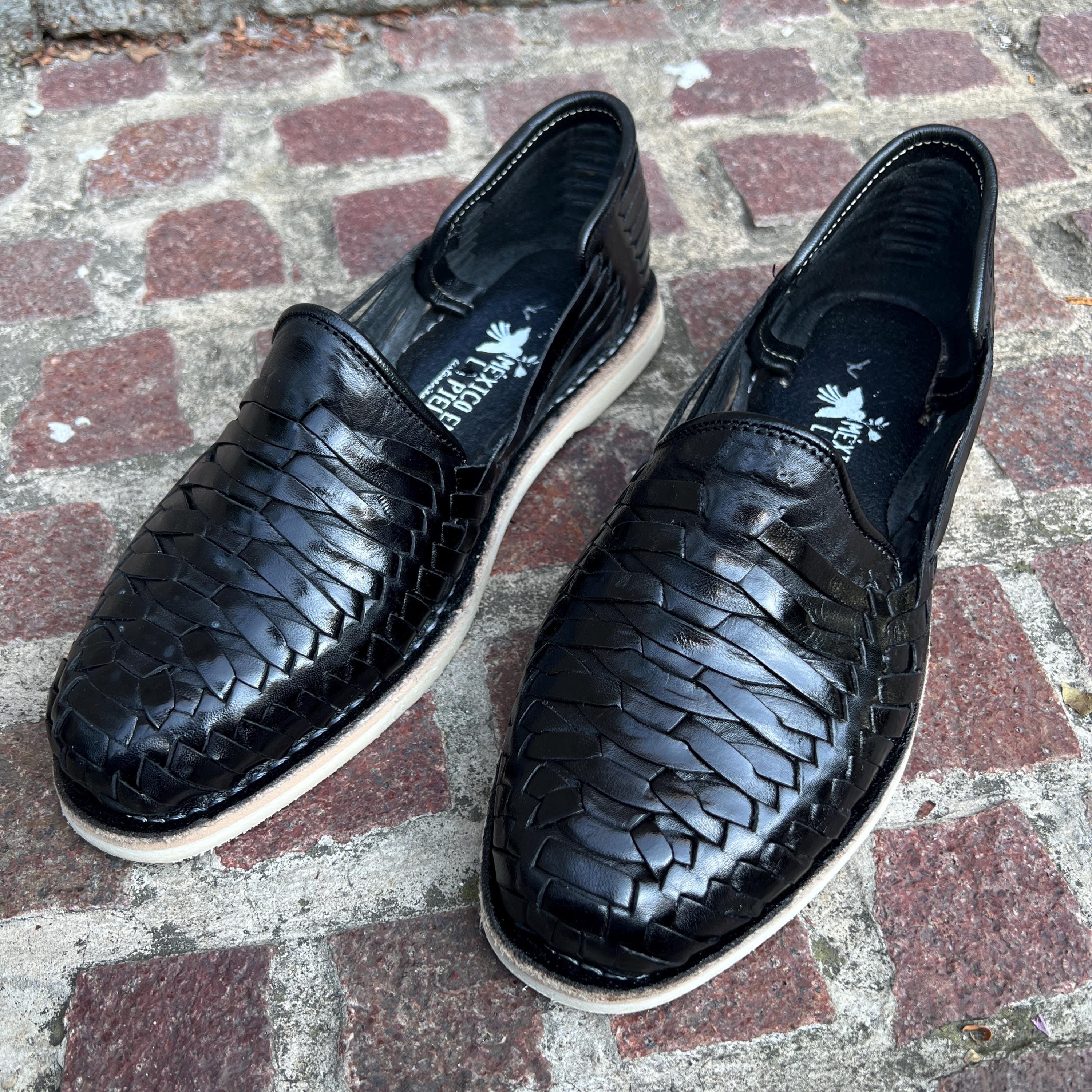 Men's Handmade Leather Huarache Sandals | Black | Closed Toe Slip