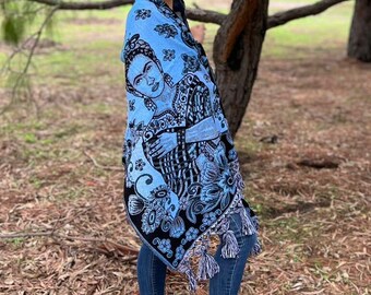 FRIDA KAHLO SHAWL, Mexican Gifts, Mexican Art Rebozo, Cotton Shawl