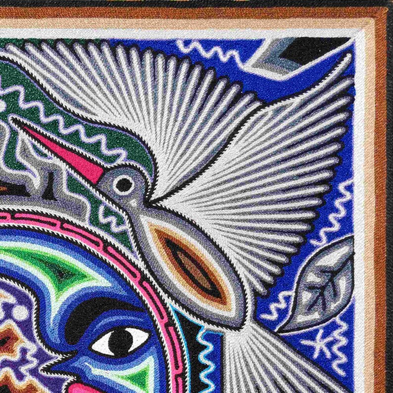 HUICHOL Art PAINT To Wall Decoration. Huichol Mexican Yarn Paint. Huichol Yarn Art. Mexican Painting. Mexican Huichol Paint 24" image 5