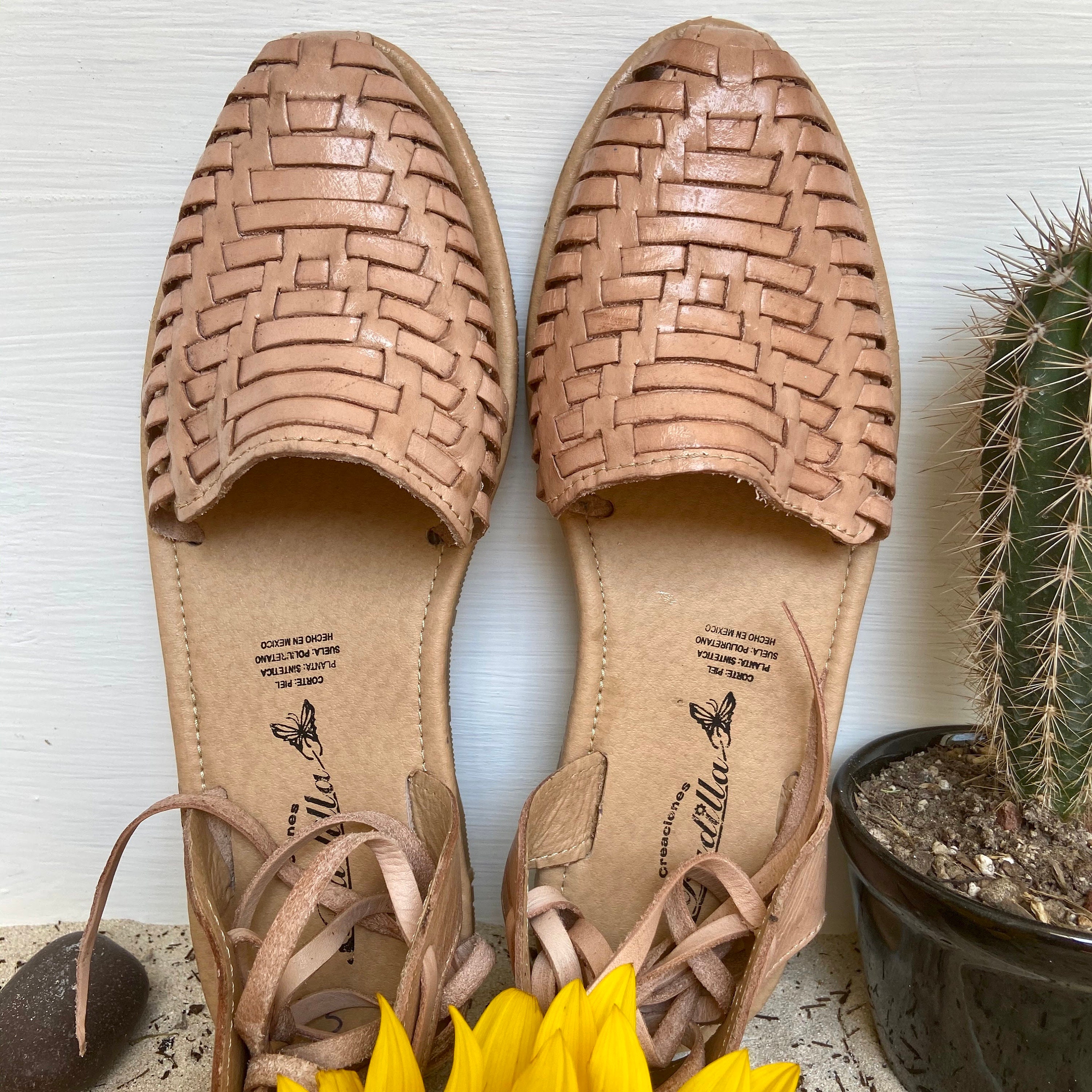 Lace up Huarache Sandals. Artisanal Mexican Leather Flats. - Etsy