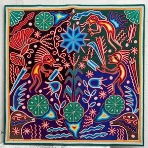 HUICHOL ART Yarn PAINT To Wall Decoration. Mexican Huichol Art Picture To Wall Decoration. Mexican Yarn Art. Huichol Paint Size 24&quot;