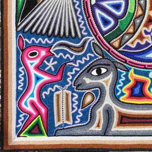 HUICHOL Art PAINT To Wall Decoration. Huichol Mexican Yarn Paint. Huichol Yarn Art. Mexican Painting. Mexican Huichol Paint 24" image 6