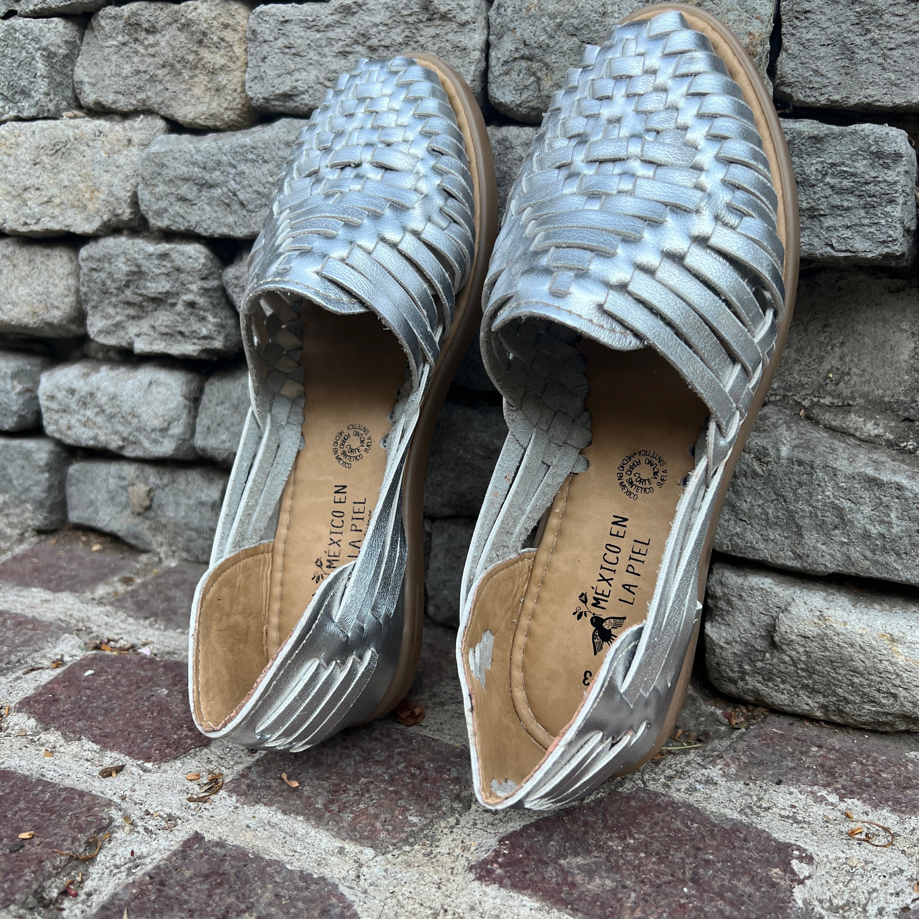 silver huaraches womens