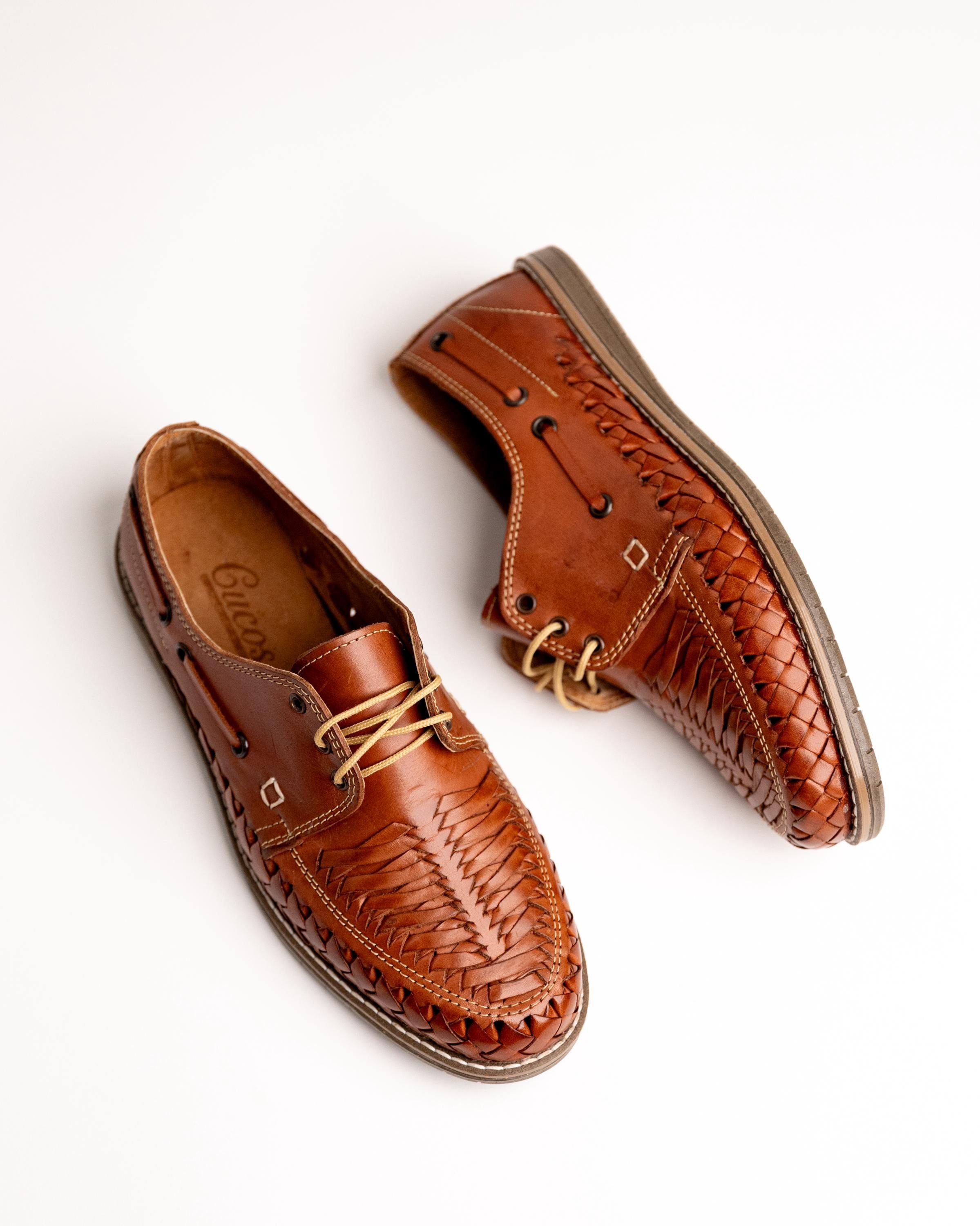 Handmade Leather Shoes for Men – Modern Lace-Up Huaraches, Tan Color, Comfortable Casual Flats