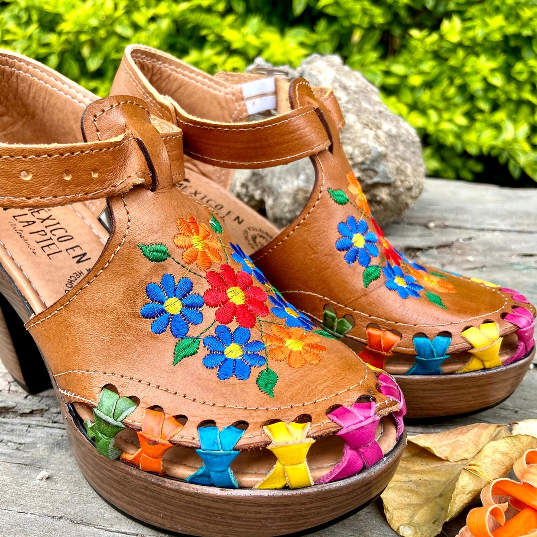 block heel sandals floral