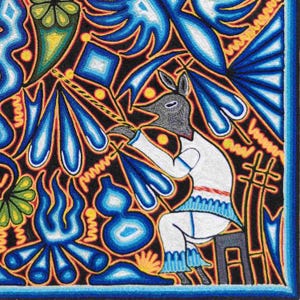 HUICHOL Art PAINT To Wall Decoration. Huichol Mexican Yarn Paint. Huichol Yarn Art. Mexican Painting. Mexican Huichol Paint 24" image 7