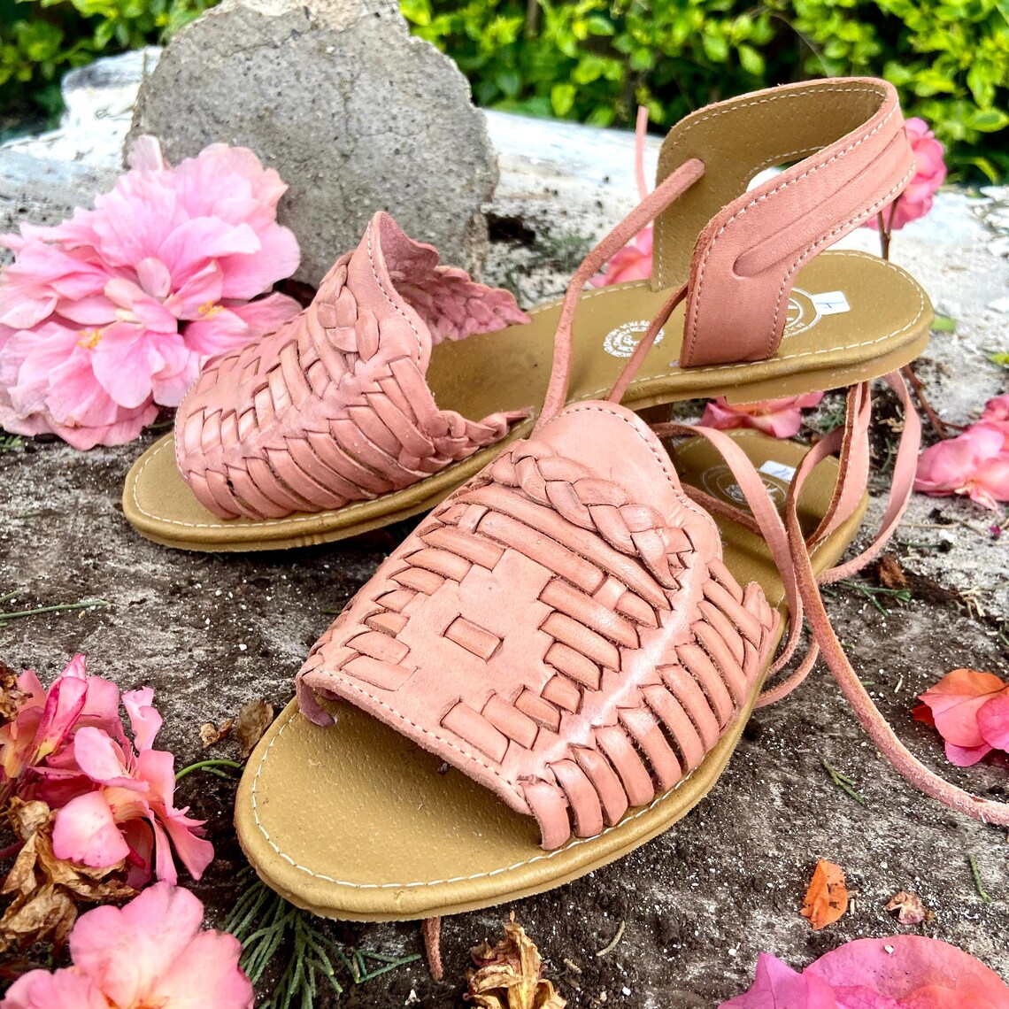 pink lace up sandals flat