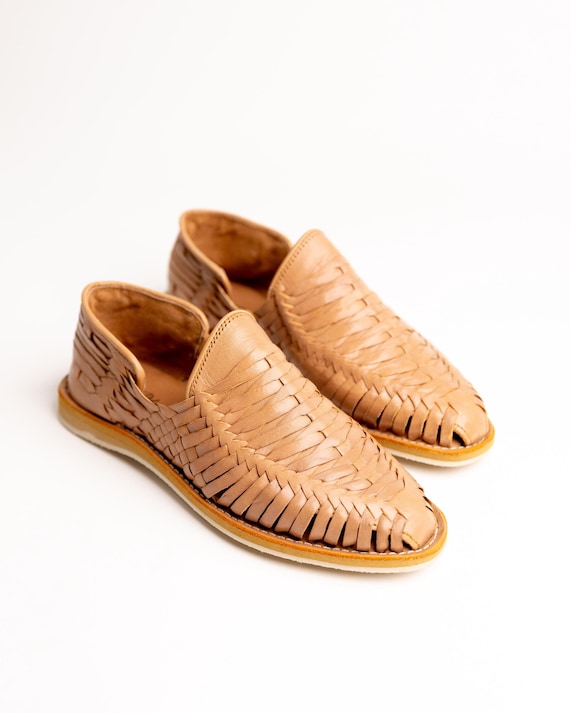 Mens Leather Huarache Slip-On Sandals - Handmade Mexican Shoes, Closed Toe, Comfortable Sole Mens Leather Huarache Slip-On Sandals - Handmade Mexican Shoes, Closed Toe, Comfortable Sole