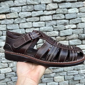 SANDALIAS Mexicanas Huarache CÓMODAS de PIEL para Hombre en Color Moka. Disponible en todos los tamaños